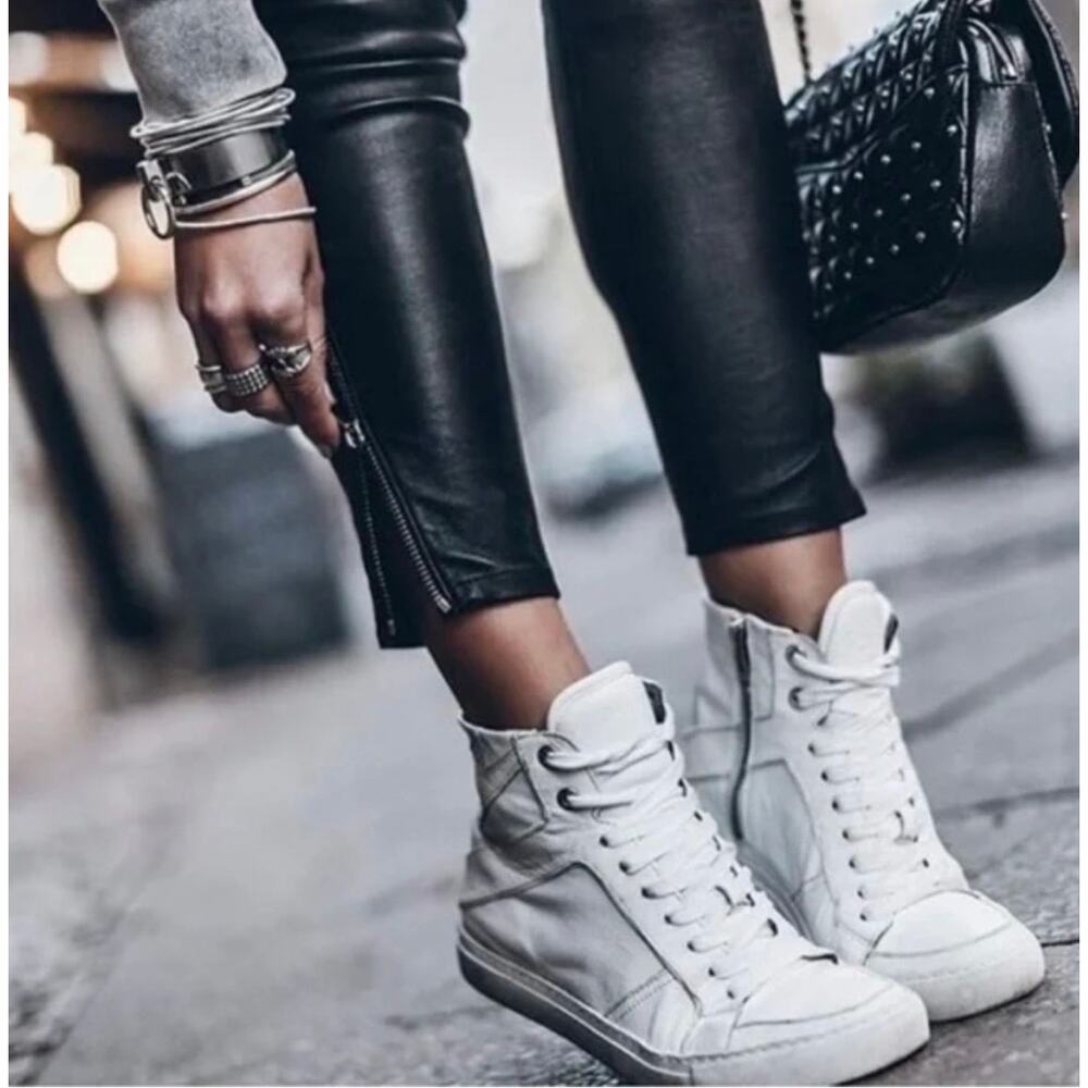Zadig & Voltaire High Flash Sneakers Women’s 37 White Leather High Top Zip $398